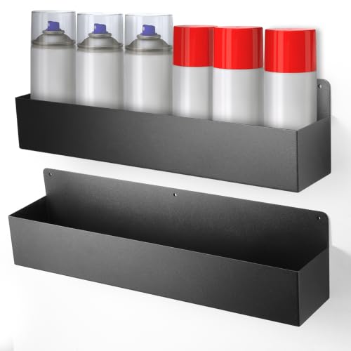 2 Pack Magnetic Spray Can Holder - Heavy Duty Steel Aerosol Organizer Rack - Wall Mount Storage for Garage, Workshop, Toolbox - Variation 2