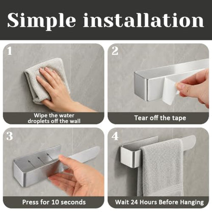 9 Inch Stainless Steel Self Adhesive Towel Holder for Bathroom Kitchen