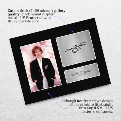 Unframed Signed Photo of Molly Ringwald from Pretty in Pink - US Letter Display