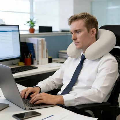 Travel U-Shaped Neck Pillow Memory Foam Support Cushion White Portable
