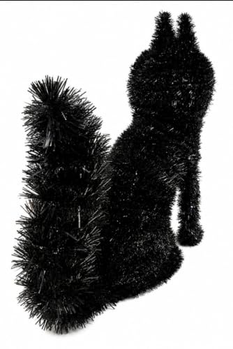 Halloween Spooky 3D Tinsel Black Cat Decoration - Sitting Style