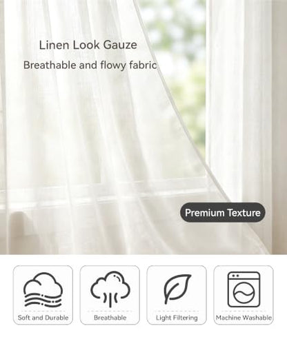 Semi Sheer Window Curtain Panel - Transparent 2 Panels for Living Room & Bedroom