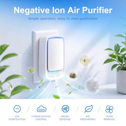 White Plug In Air Ionizers 4 Pack Small Air Purifiers for Home Bedroom Travel