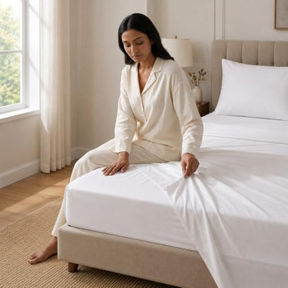 Cotton King Bed Sheet Set 400 Thread Count Sateen Deep Pocket White