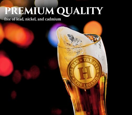 Personalized Beer Glass for Men with Initial - Custom Alcohol Gift for Beer Lovers - The Man The Myth The Legend