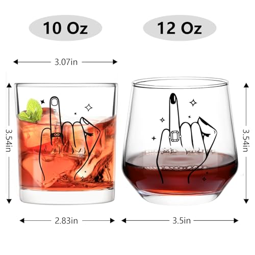 Ring Finger Wine Glasses Set for Couples - Wedding & Engagement Gift