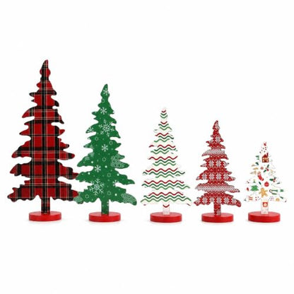 Indoor Wooden Christmas Tree Set - Rustic Holiday Decor, 5 Sizes