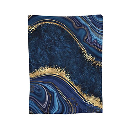 Perinsto Blue Painted Marble Throw Blanket Ultra Soft Warm All Season Marbling Painting Decorative Fleece Blankets for Bed Chair Car Sofa Couch Bedroom 50"X40"