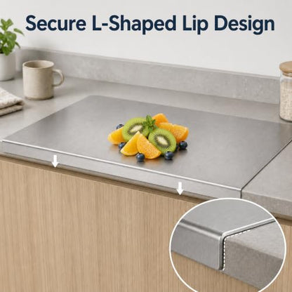 Stainless Steel Cutting Board with Lip - 15.7 x 11.8 Inch, Dishwasher Safe