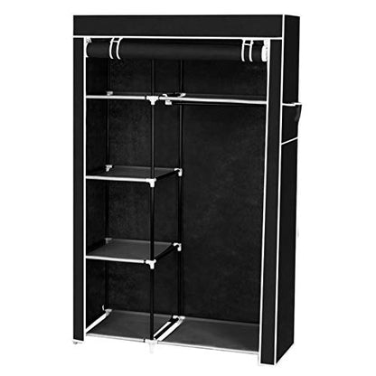 Portable Closet Wardrobe Organizer with Hanging Rod & 6 Shelves, 64" Steel Frame