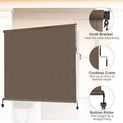 OKBA Outdoor Roller Shade 12 ft Wide x 8'H,Exterior Cordless Patio