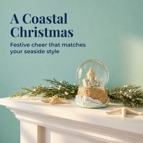 Beach Themed Sandcastle Snow Globe with Wave Details - Coastal Holiday Decor