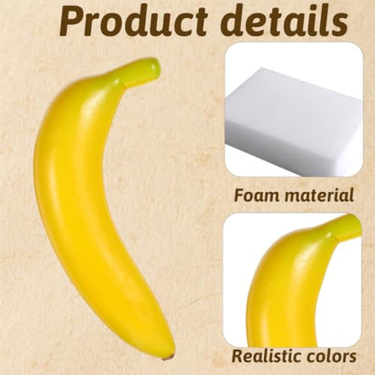 Artificial Banana Foam Decoration 4 Pack - Realistic Faux Fruit for Home & Photography