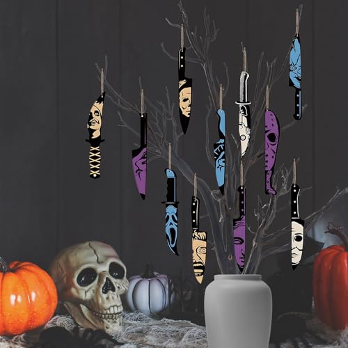 12pcs Horror Wooden Knife Ornaments for Halloween Tree Decorations