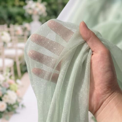 16 Pack 8ft Sage Green Wedding Chair Sashes with Bow Ties - Aisle Decor