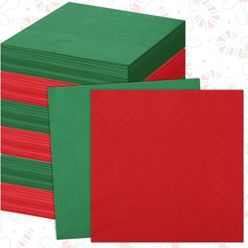 Christmas Paper Napkins 100 Pcs Red and Green Disposable Dinner Napkins