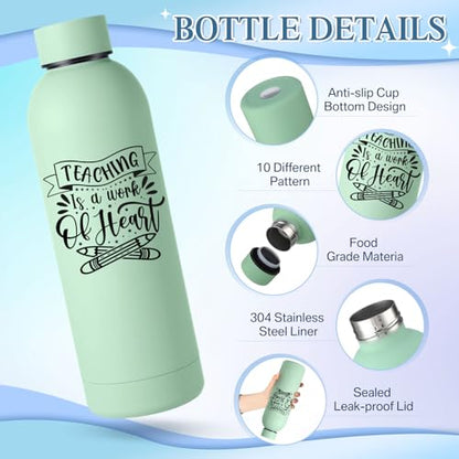 Muted Christmas Teacher Appreciation Water Bottles - 10 Pcs 17 oz (Variation: Muted / Mordern)