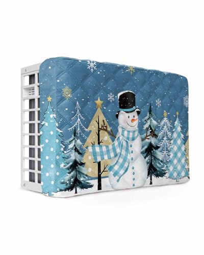 Indoor Snowman Air Conditioner Cover for Window Units - Waterproof, Adjustable, 28x20x3.5 Inches - Christmas Snowflake & Winter Tree Design (Variation: 28'' L x 20'' H x 3.5'' D / Christmasech3507)