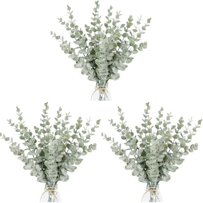 Artificial Eucalyptus Stems 18pcs Pack of 3 - Realistic Home Decor Flowers
