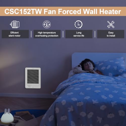Electric Wall Heater with Thermostat - Off White, Complete Unit CSC152TW