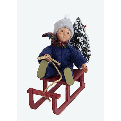 Handcrafted Toddler on Sled Christmas Decor - Byers' Choice 1832