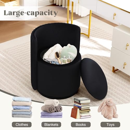 Black Velvet Vanity Chair - Regular Size, 379° Swivel Backrest