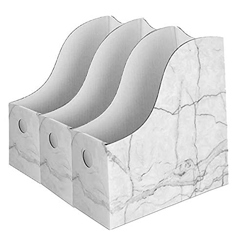 Waterproof Cardboard Magazine Holder with Marble Pattern - Desk Organizer Storage Box