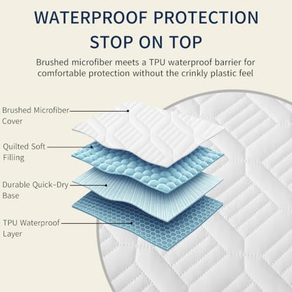 Full Size Waterproof Mattress Protector 54x75x18 Noiseless Breathable White