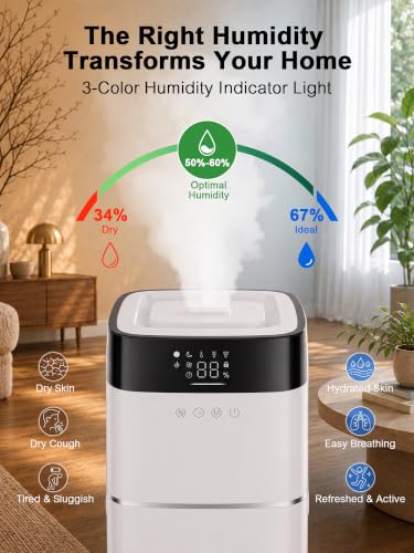Uthfy 16L Large Room Humidifier with 100H Runtime, Top Fill, for Bedrooms & Living Rooms - Variation of 16L/4.2Gal
