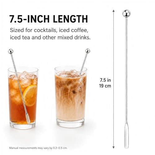 Reusable Stainless Steel Coffee Stir Sticks - 7.5 Inch Set for Hot Cold Drinks
