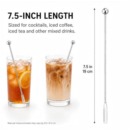 Reusable Stainless Steel Coffee Stir Sticks - 7.5 Inch Set for Hot Cold Drinks