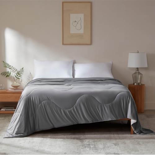 Oversized King Cooling Comforter - Reversible Gray Sleep Blanket 96x120