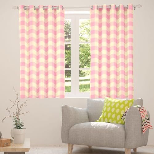 Feelyou Pink and Yellow Plaid Blackout Curtains - 2 Panels, 52 x 96 Inches, Thermal Insulated Gingham Drapes for Bedroom & Living Room, Variation of Yellow Pink / 52"W x 96"L