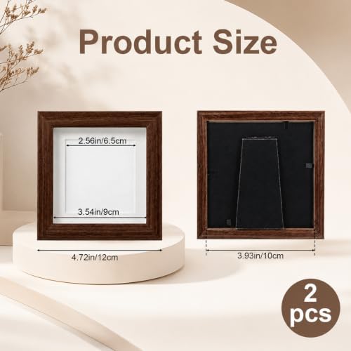 Small Shadow Box Frame 4x4 Inch Wooden Square Picture Frame Set