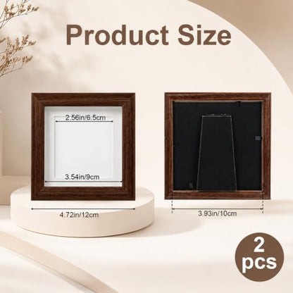 Small Shadow Box Frame 4x4 Inch Wooden Square Picture Frame Set