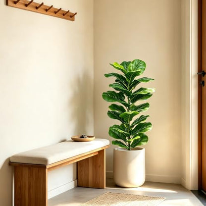 Faux Fiddle Leaf Fig Trees 40 Inch 2 Pack Indoor Floor Plants - Green-40"