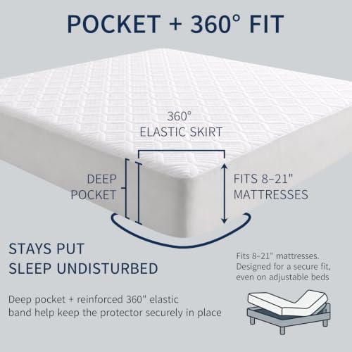 Full Size Waterproof Mattress Protector 54x75x18 Noiseless Breathable White