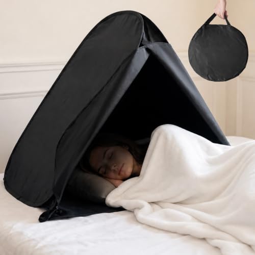 Portable Blackout Bed Tent for Sleep - Light Blocking Head Cover - Waterproof & Foldable