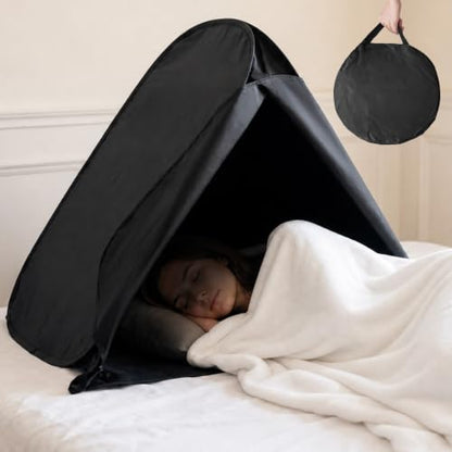 Portable Blackout Bed Tent for Sleep - Light Blocking Head Cover - Waterproof & Foldable