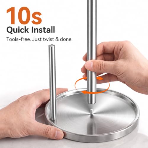 Stainless Steel Paper Towel Holder with Weighted Base - Brushed Silver