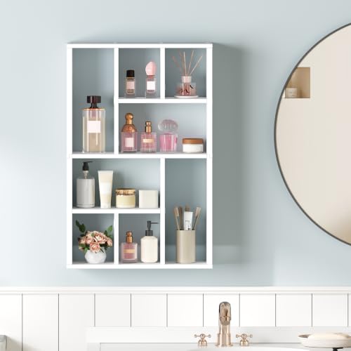 Wall Mount Display Shelf for Perfumes and Collectibles - White