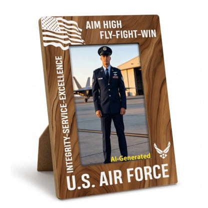 Air Force Picture Frame 5.7x7.9 in, Aim High Service Wooden Photo Frame - Color 05
