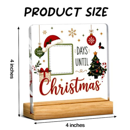 Christmas Countdown Desktop Decorations - Holiday Sign with Marker - 4x4 Inch - Christmas