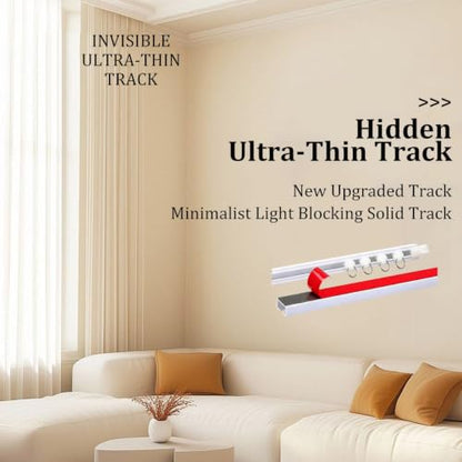 Self-Adhesive Ceiling Curtain Track No Drill 12.5 ft No Damage Wall Mount System