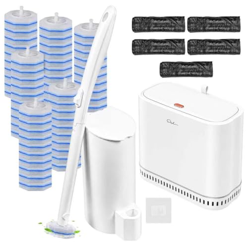 Disposable Toilet Brush and Holder Set with 60 Refills for Clorox System