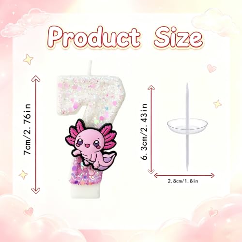 Axolotl Birthday Number Candles - Cake Topper Party Decor - Number 7