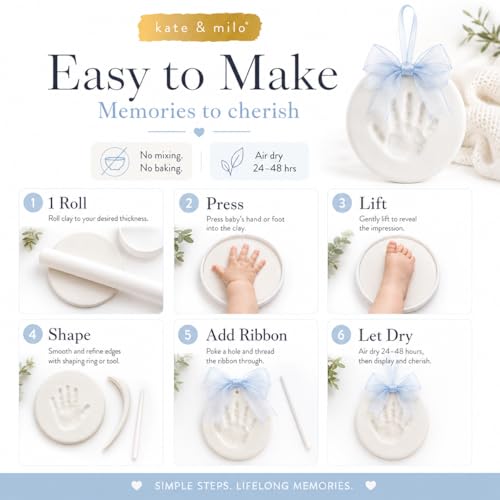Baby Handprint Footprint Clay Keepsake Kit Blue - No-Bake Ornament Set