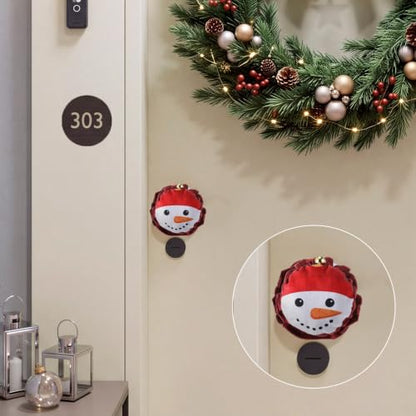 Christmas Snowman Door Knob Cover Set - Plush Holiday Decor, Red & White