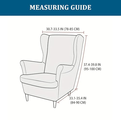 Olive Green 2-Piece Wingback Chair Slipcover - Washable, Elastic Bottom, One Size