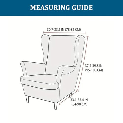 Olive Green 2-Piece Wingback Chair Slipcover - Washable, Elastic Bottom, One Size